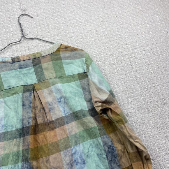 Anthropologie Isabella Sinclair Shirt Womens S Flannel Popover Plaid Tunic Boho - Picture 12 of 14